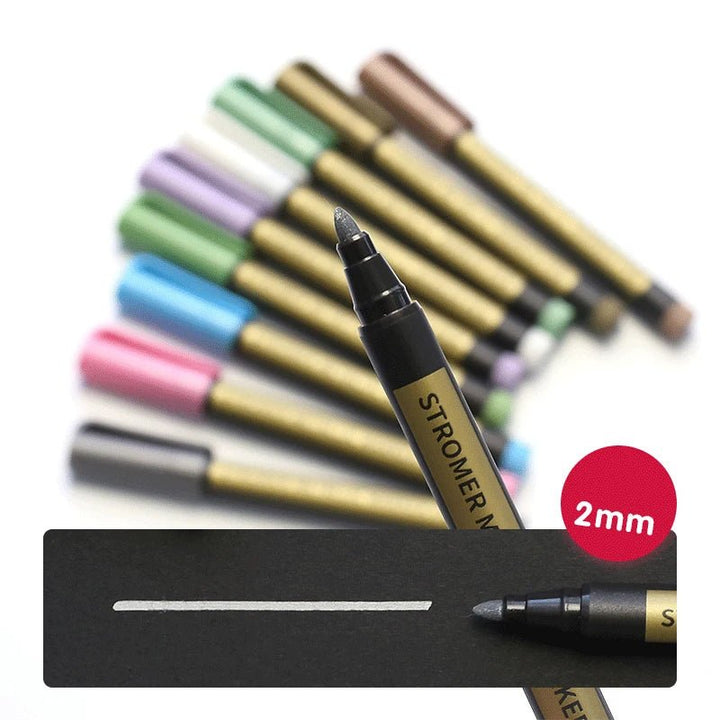 Metallic Paint Marker Set – 10 or 20 Color Permanent Pens - Polendo Design metallic paint marker set