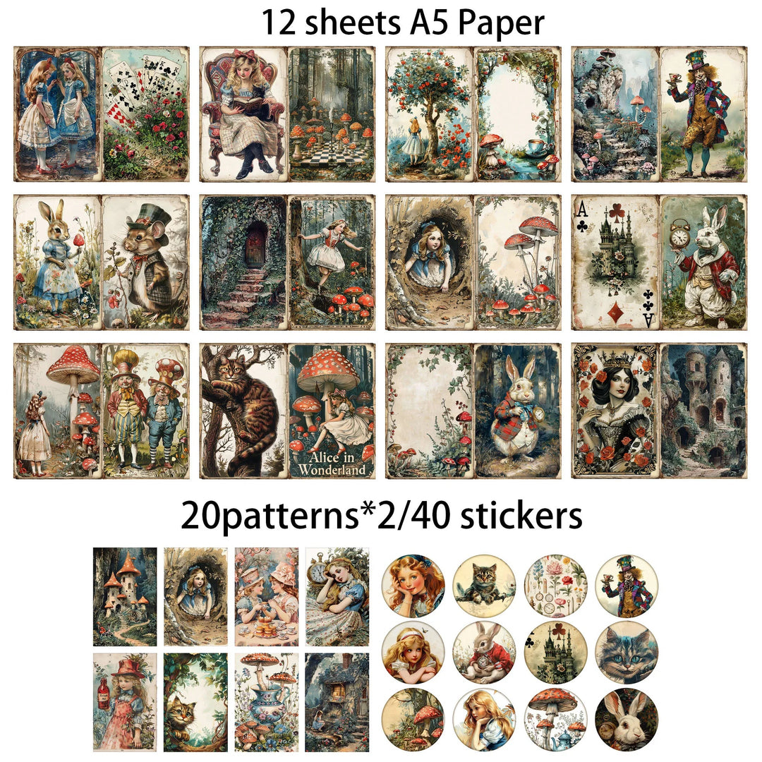 Mushroom Wonderland Journal Kit (52pcs) – Vintage Scrapbook Set - Polendo Design mushroom scrapbook kit