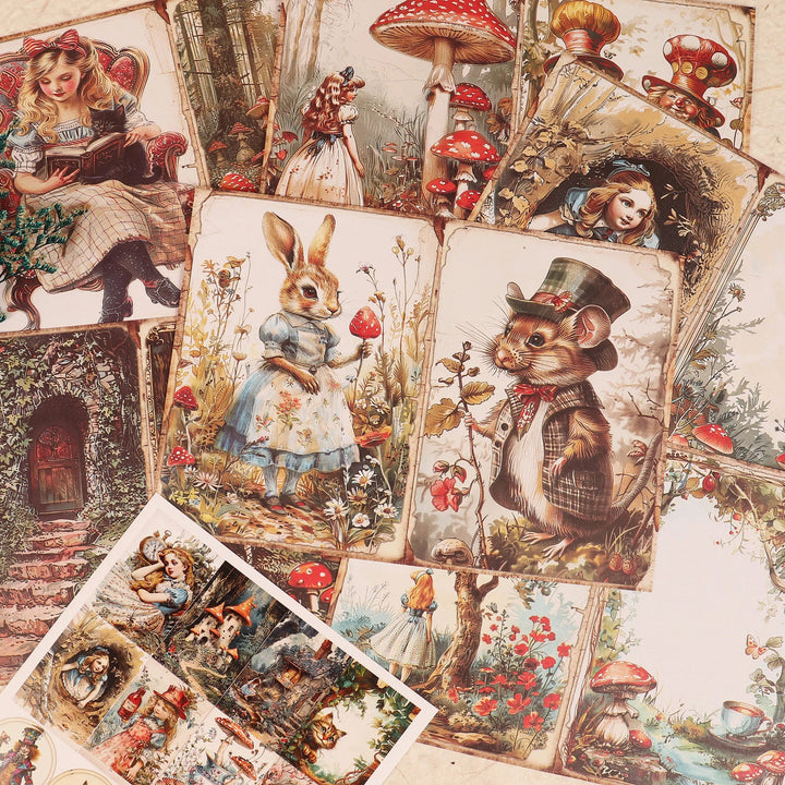 Mushroom Wonderland Journal Kit (52pcs) – Vintage Scrapbook Set - Polendo Design mushroom scrapbook kit