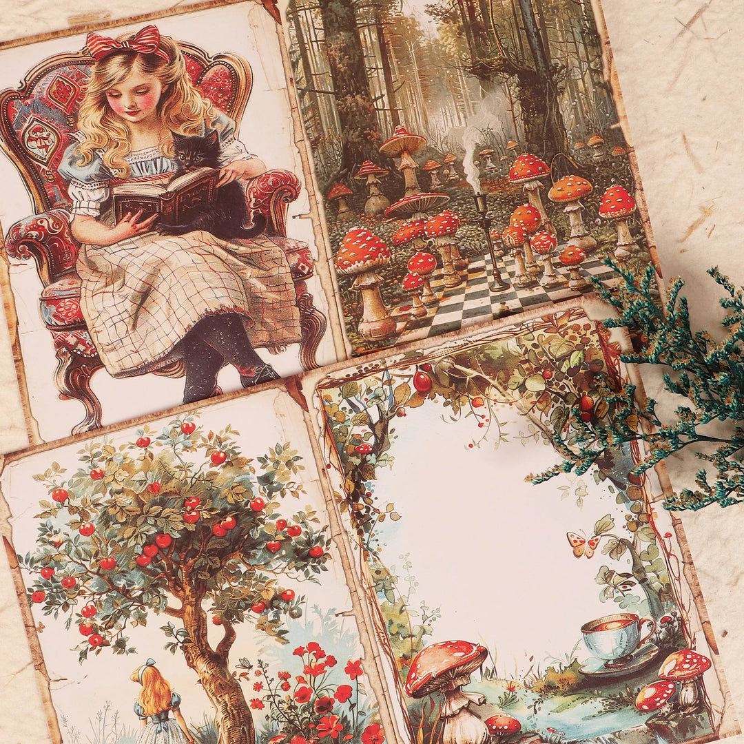 Mushroom Wonderland Journal Kit (52pcs) – Vintage Scrapbook Set - Polendo Design mushroom scrapbook kit