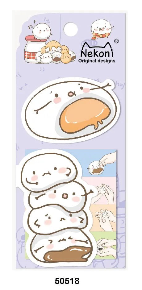 Nekoni Kawaii Self-Stick Memo Notes – Food Sticky Tabs &amp; Bookmarks - Polendo Design kawaii sticky notes