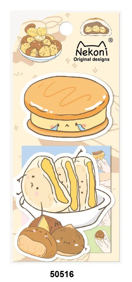 Nekoni Kawaii Self-Stick Memo Notes – Food Sticky Tabs &amp; Bookmarks - Polendo Design kawaii sticky notes