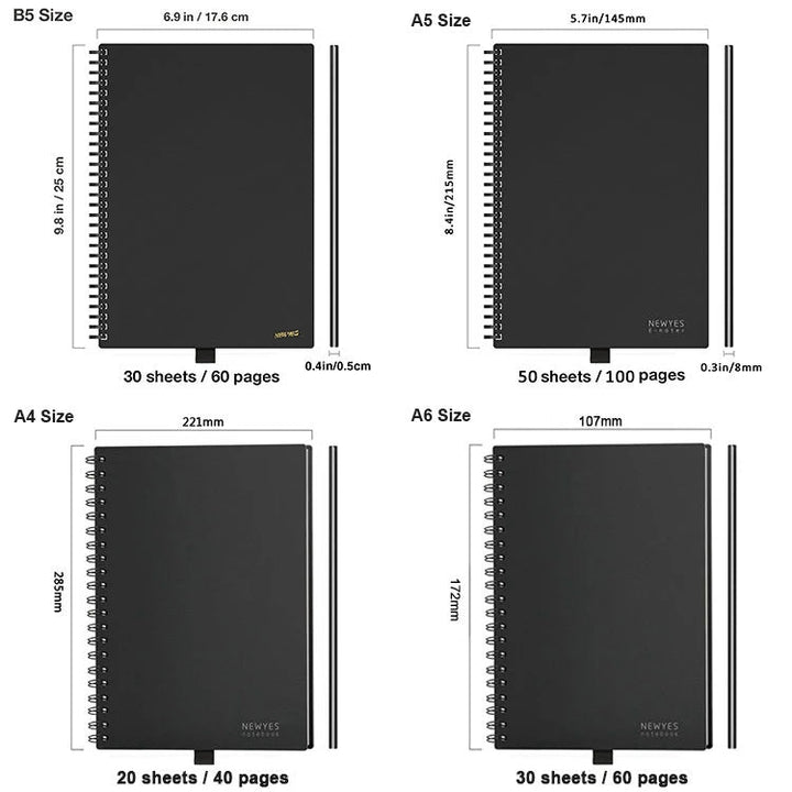 Newyes B5 Reusable Waterproof Smart Spiral Notebook - Polendo Design