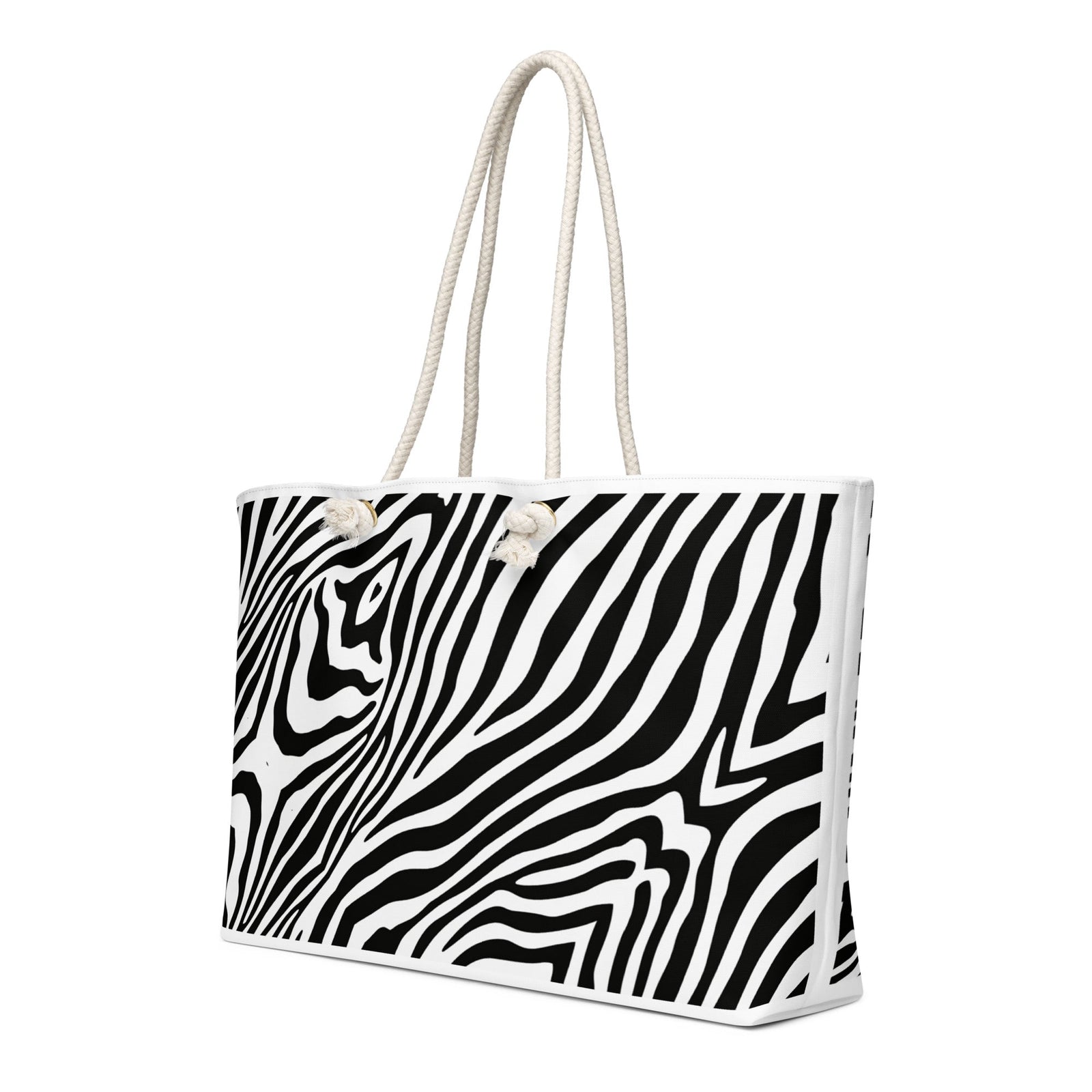 Zebra Pattern Oversized Weekender Bag for Travel - Polendo Design zebra pattern oversized weekender bag
