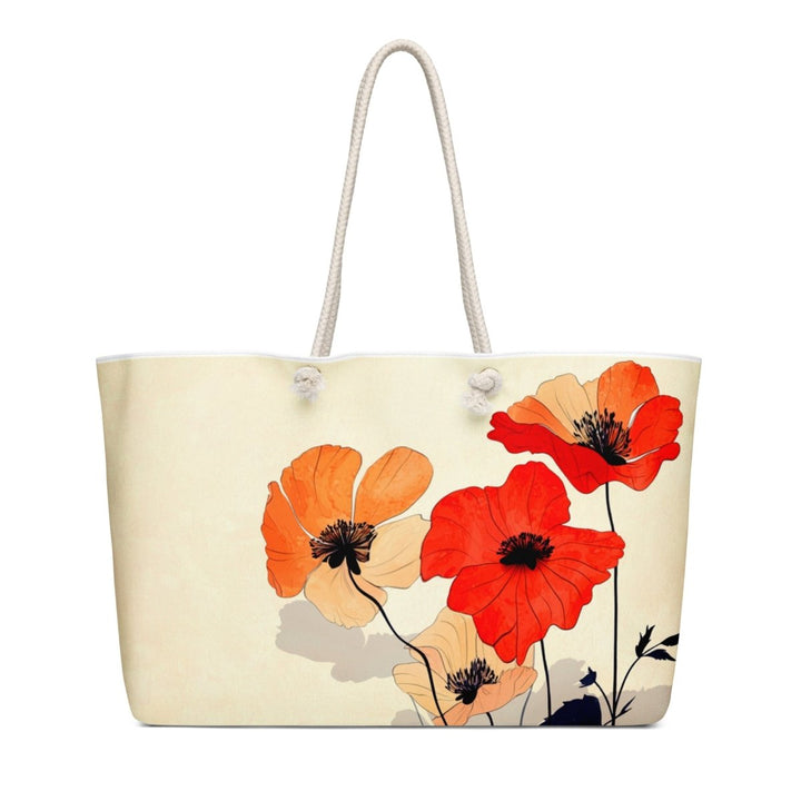 Scarlet Poppy Drift Oversized Weekender Bag - Polendo Design Scarlet Poppy Drift oversized weekender bag