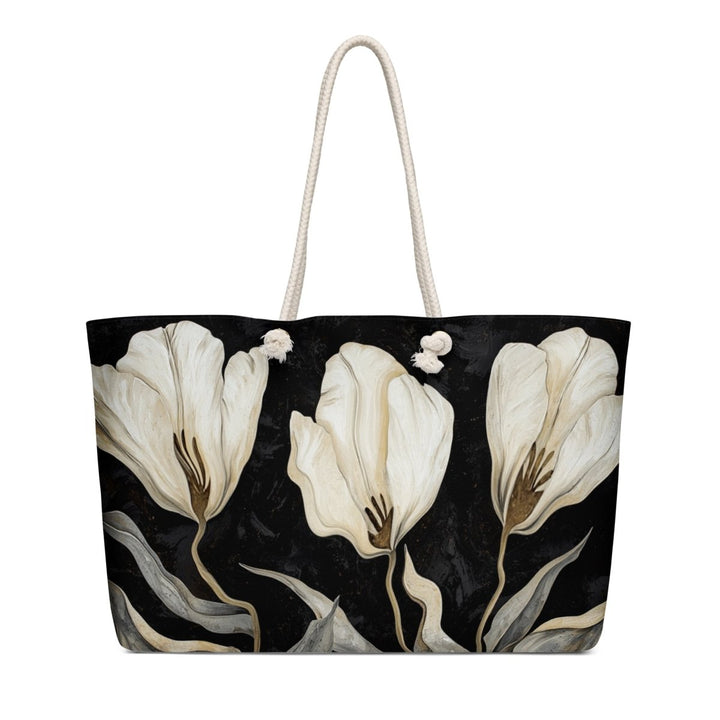 Midnight Magnolia Oversized Weekender Bag - Polendo Design Midnight Magnolia oversized weekender bag