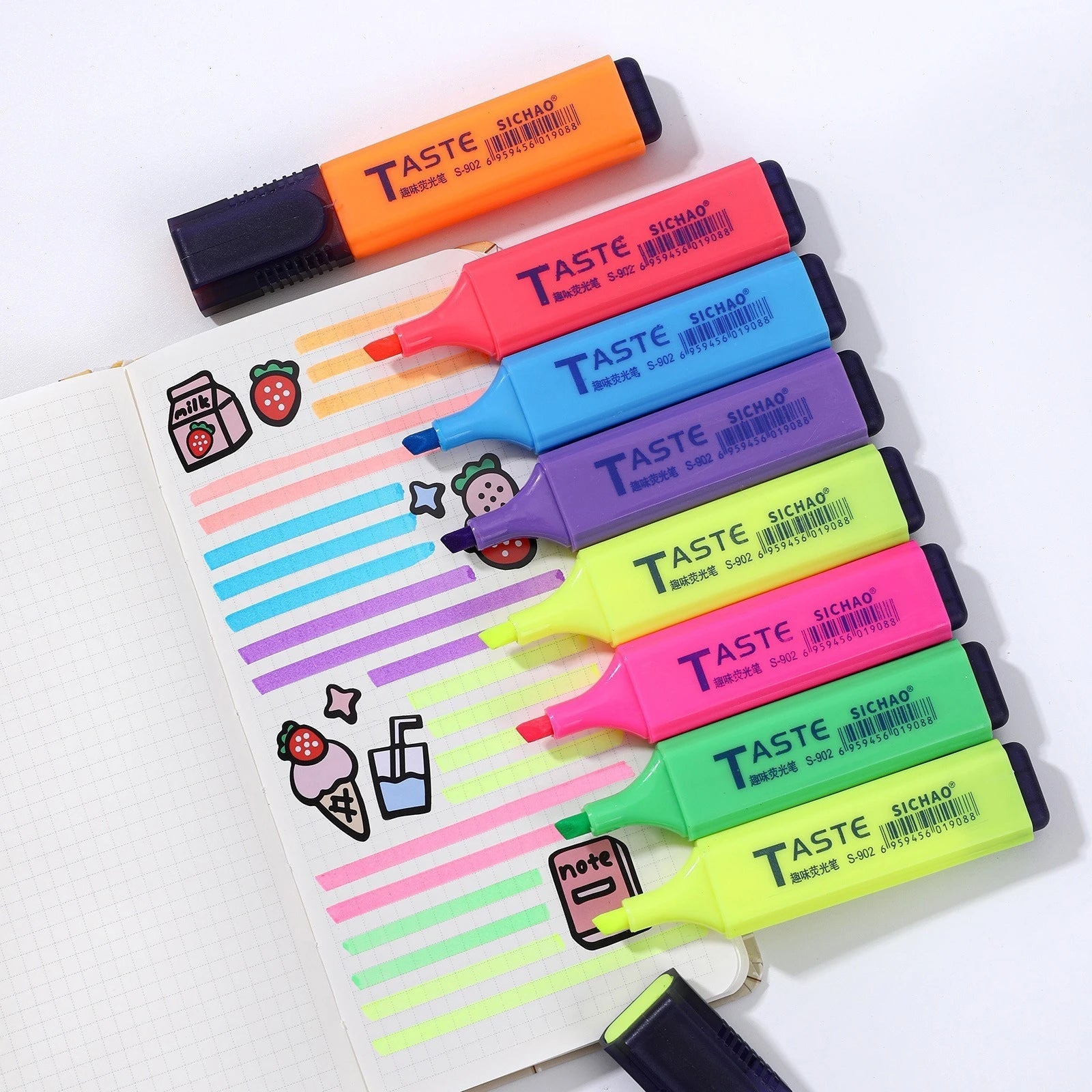 Pastel Highlighter Set (4/6/8pcs) – Study & Journaling Pens - Polendo Design pastel highlighter set
