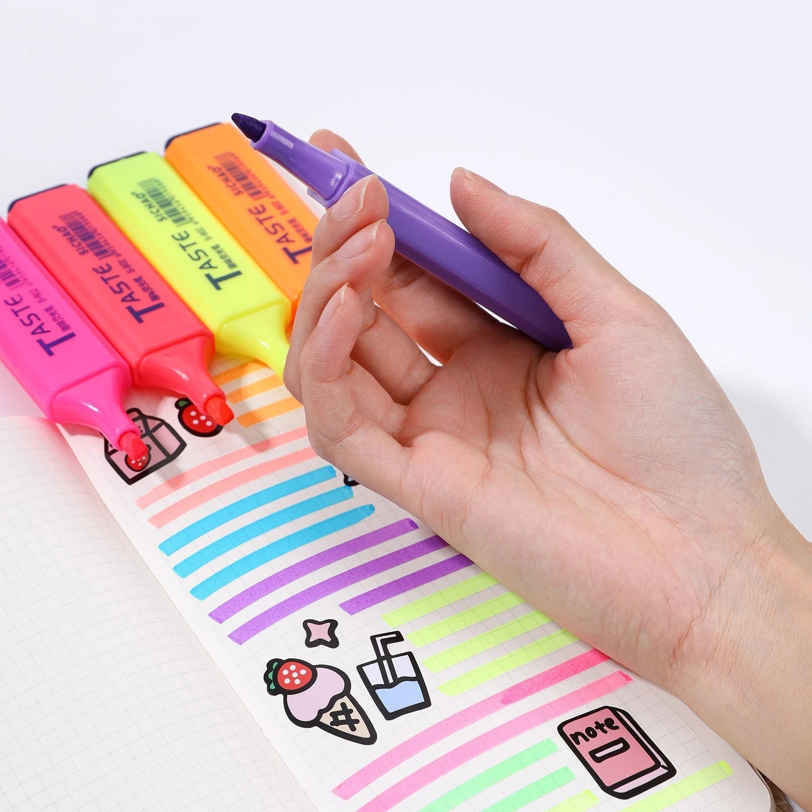 Pastel Highlighter Set (4/6/8pcs) – Study & Journaling Pens - Polendo Design pastel highlighter set