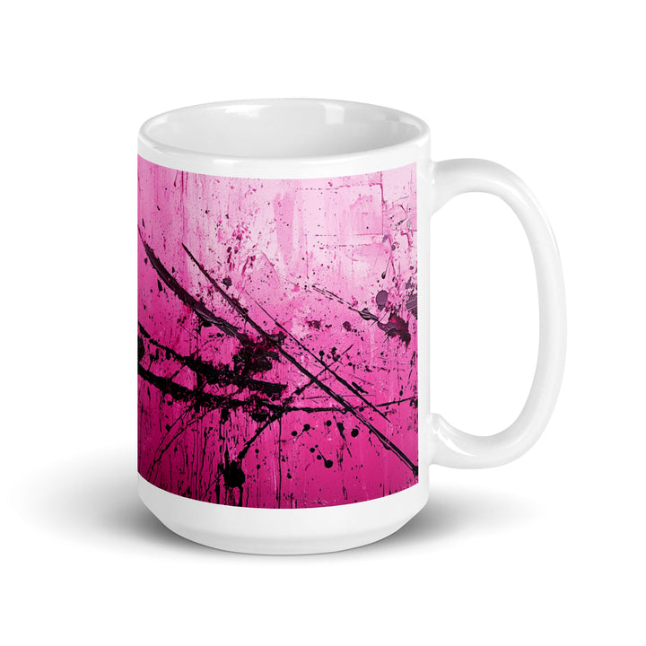 Pink Noise Abstract White Glossy Mug - Polendo Design