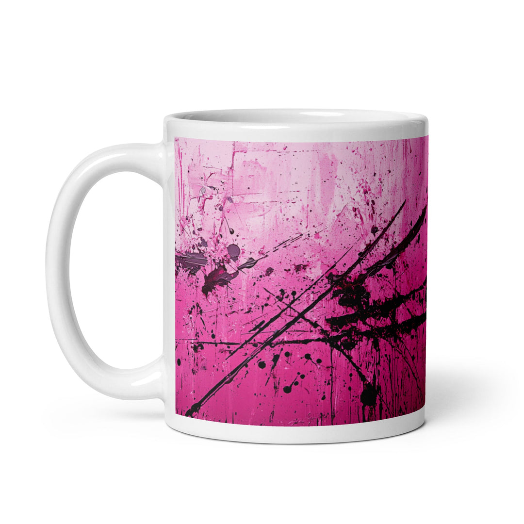 Pink Noise Abstract White Glossy Mug - Polendo Design