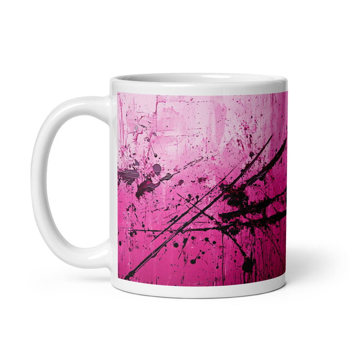 Pink Noise Abstract White Glossy Mug - Polendo Design