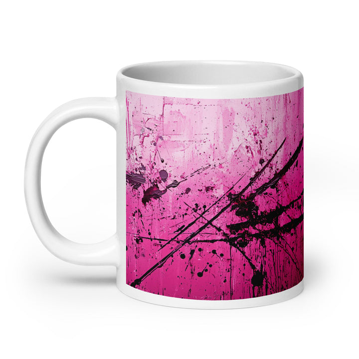 Pink Noise Abstract White Glossy Mug - Polendo Design