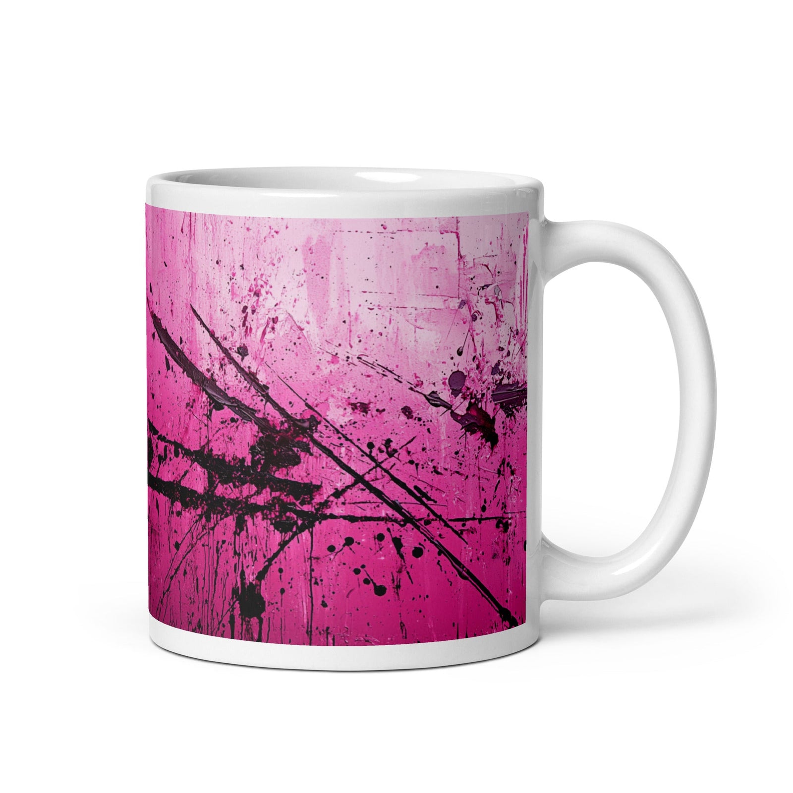 Pink Noise Abstract White Glossy Mug - Polendo Design