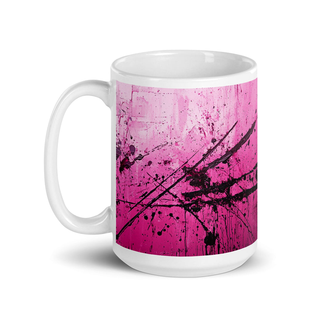 Pink Noise Abstract White Glossy Mug - Polendo Design