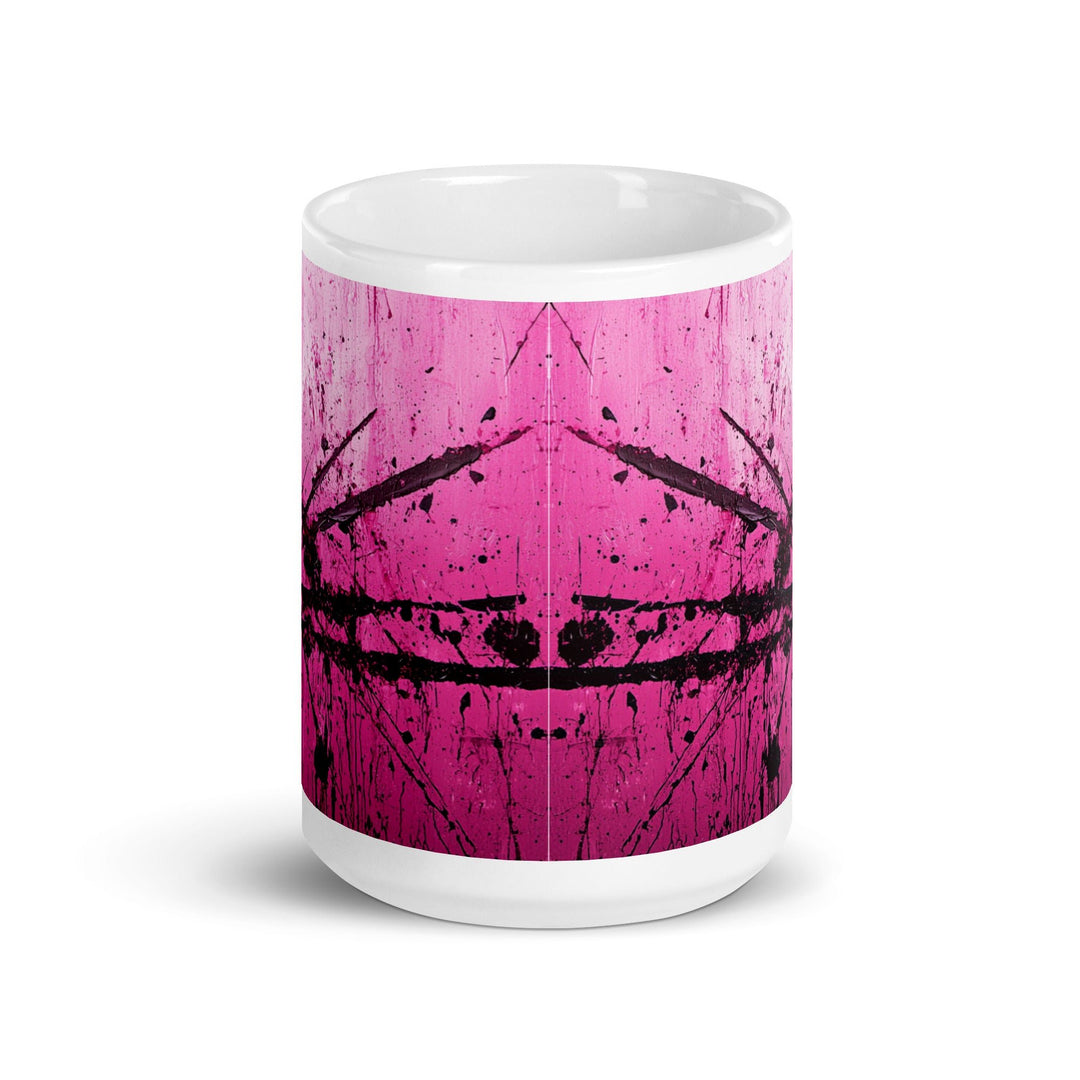 Pink Noise Abstract White Glossy Mug - Polendo Design