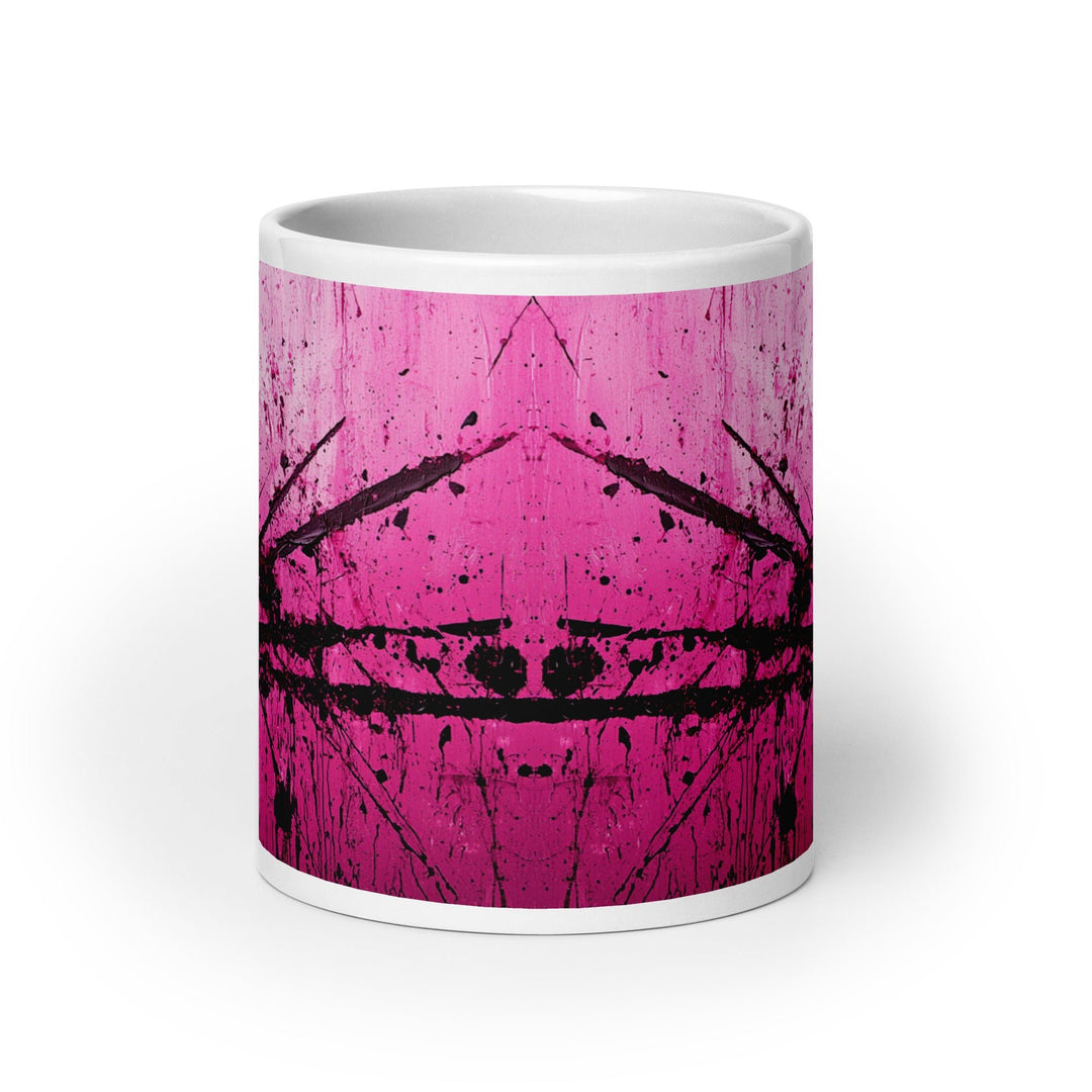 Pink Noise Abstract White Glossy Mug - Polendo Design