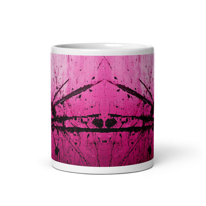 Pink Noise Abstract White Glossy Mug - Polendo Design