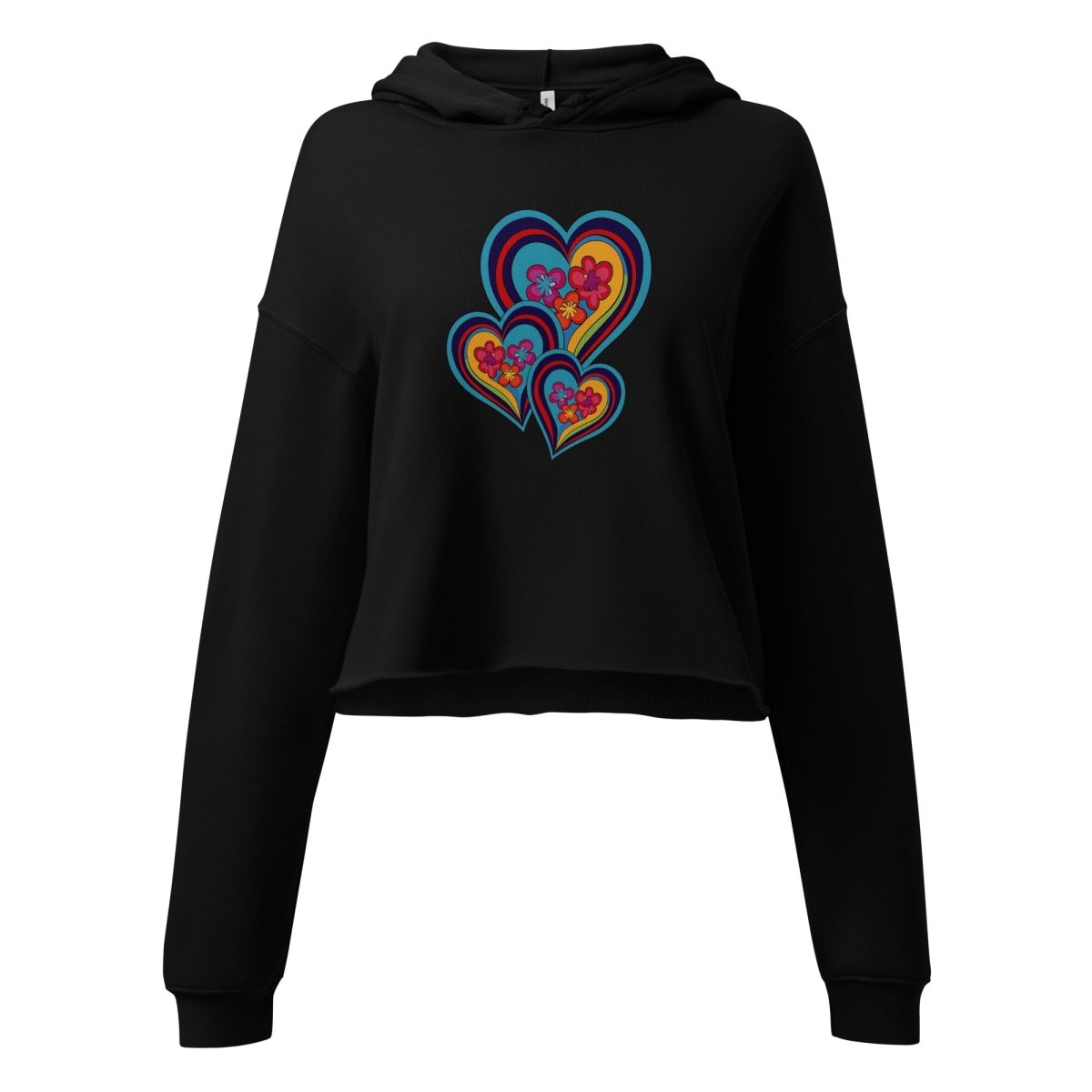 Polendo Radiant Heart Crop Hoodie – Neon Cluster - Polendo Design Polendo Radiant Heart Crop Hoodie