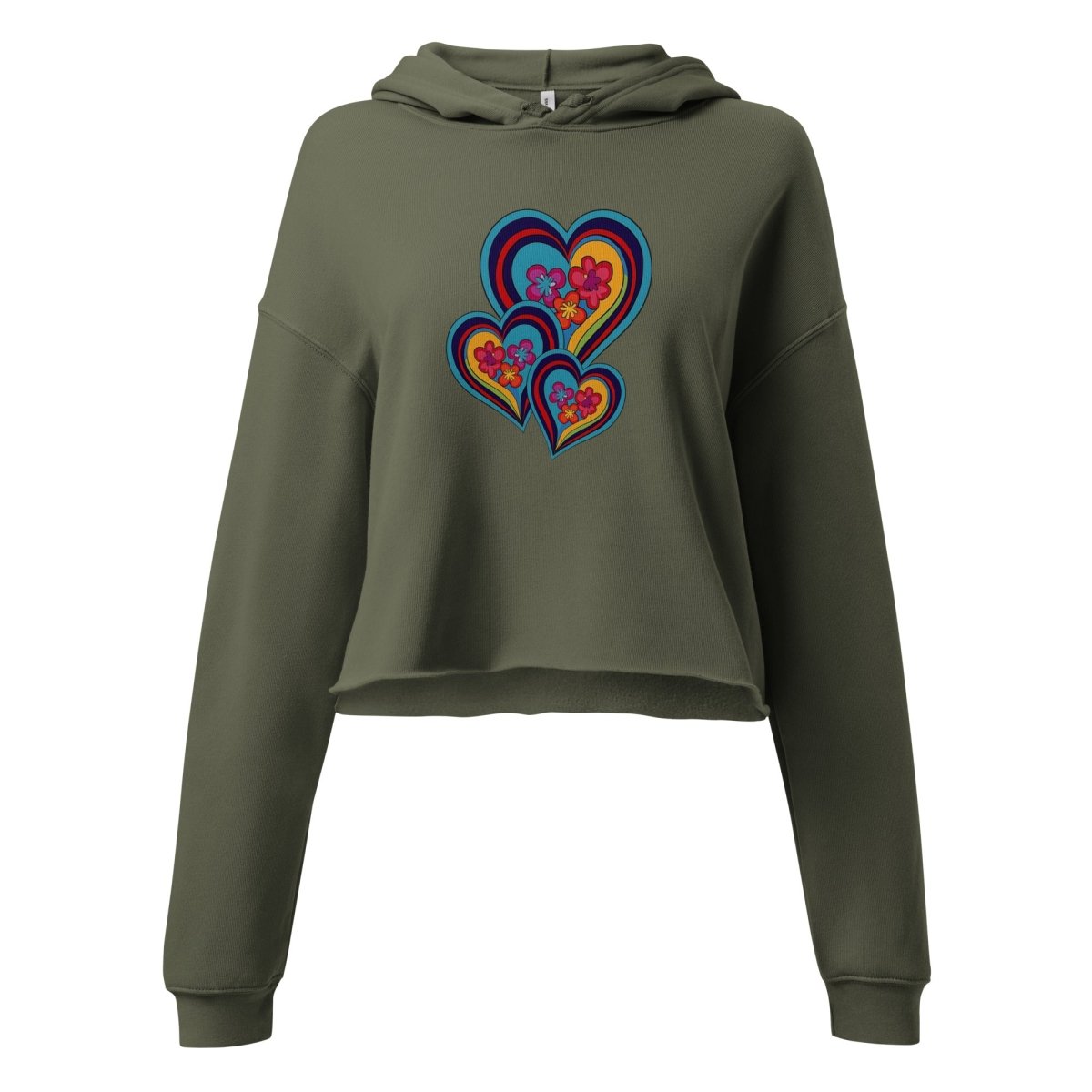Polendo Radiant Heart Crop Hoodie – Neon Cluster - Polendo Design Polendo Radiant Heart Crop Hoodie