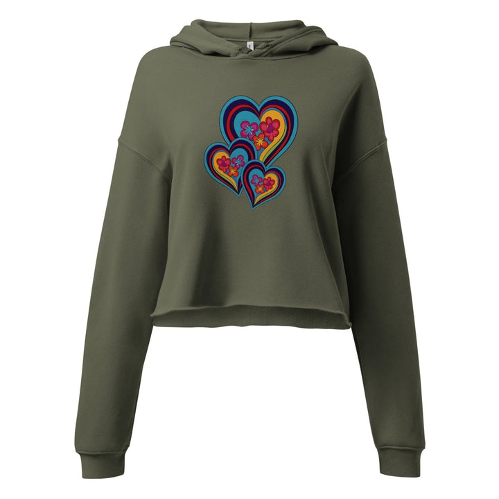 Polendo Radiant Heart Crop Hoodie – Neon Cluster - Polendo Design Polendo Radiant Heart Crop Hoodie