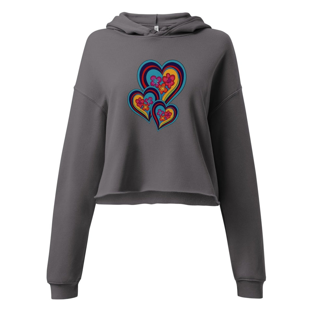 Polendo Radiant Heart Crop Hoodie – Neon Cluster - Polendo Design Polendo Radiant Heart Crop Hoodie