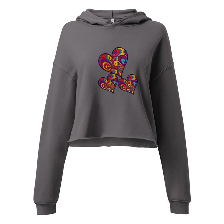 Polendo Radiant Heart Crop Hoodie – Psychedelic Cascade - Polendo Design Polendo Radiant Heart Crop Hoodie