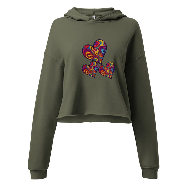 Polendo Radiant Heart Crop Hoodie – Psychedelic Cascade - Polendo Design Polendo Radiant Heart Crop Hoodie