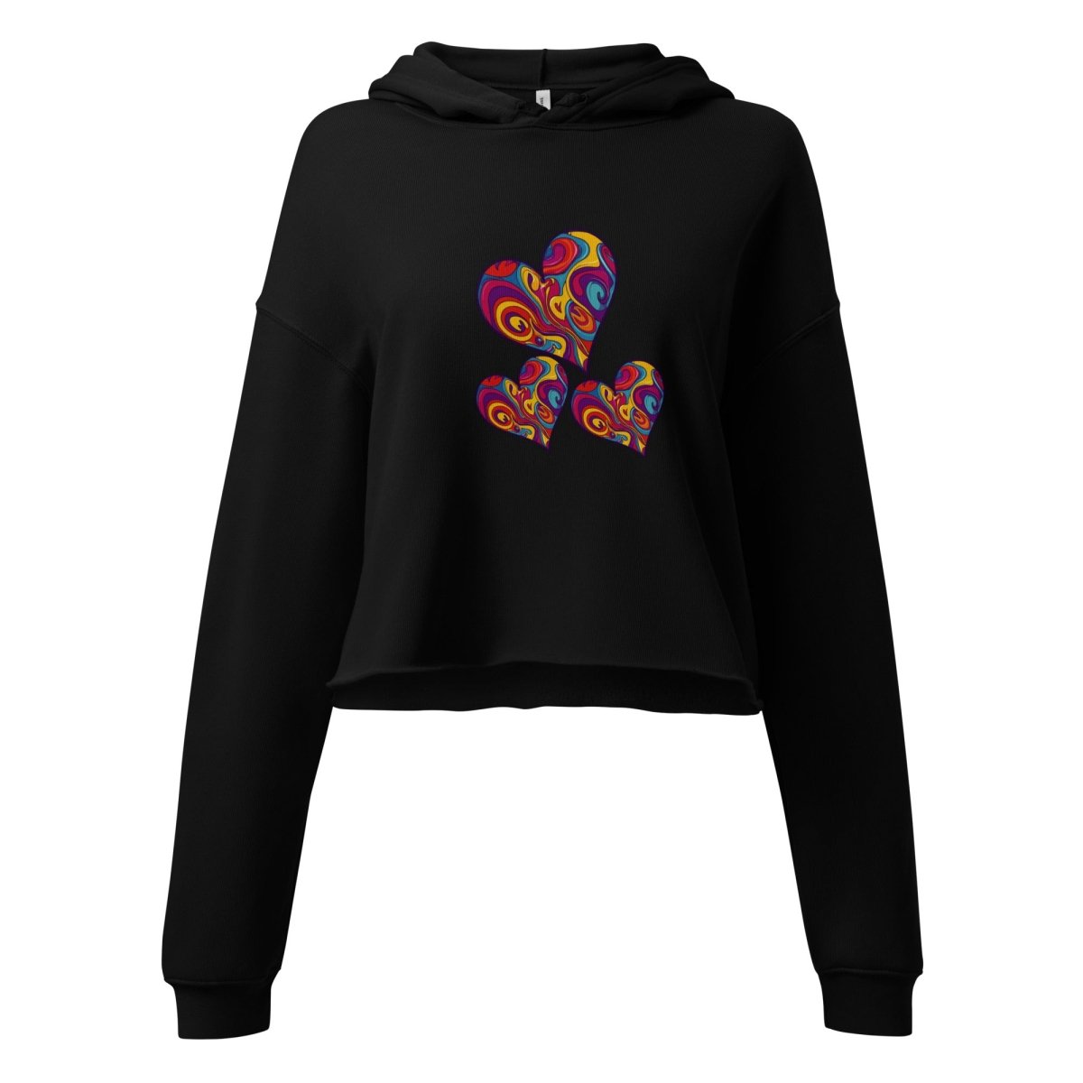 Polendo Radiant Heart Crop Hoodie – Psychedelic Cascade - Polendo Design Polendo Radiant Heart Crop Hoodie