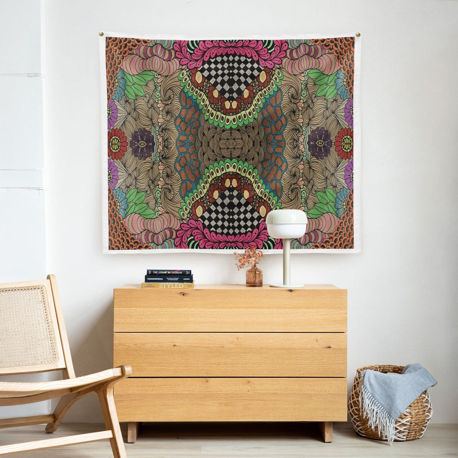 Pulse Bloom Wall Tapestry – Colorful Abstract Fabric Wall Art - Polendo Design wall tapestry