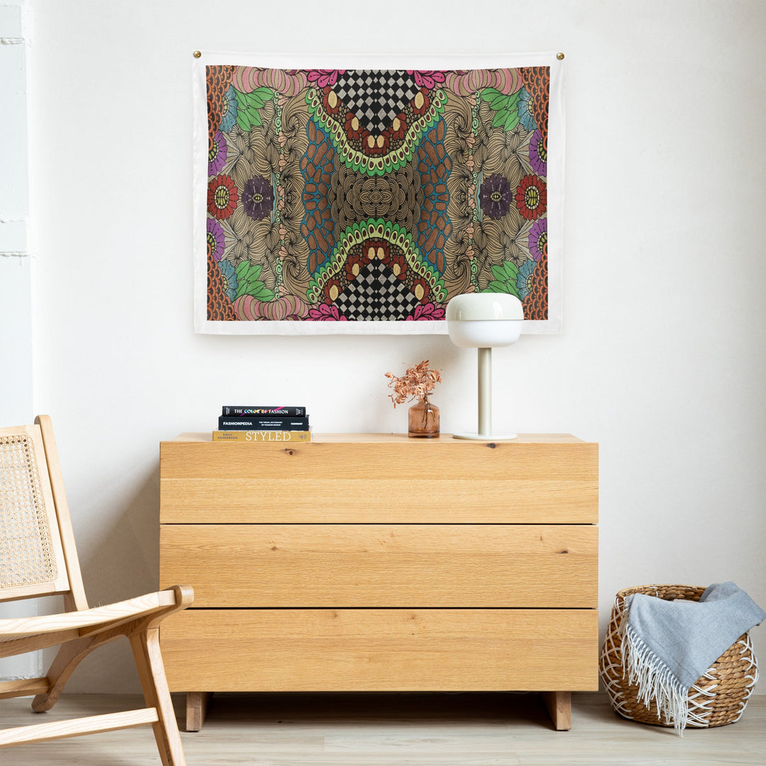 Pulse Bloom Wall Tapestry – Colorful Abstract Fabric Wall Art - Polendo Design wall tapestry