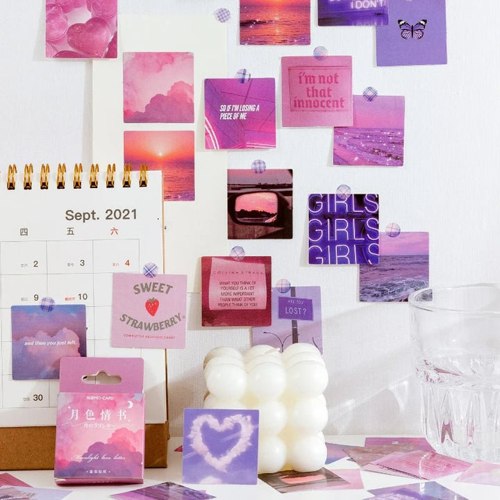 Purple Aesthetic Sticker Set (45pcs) – Scrapbook &amp; Journal Stickers - Polendo Design purple aesthetic sticker set