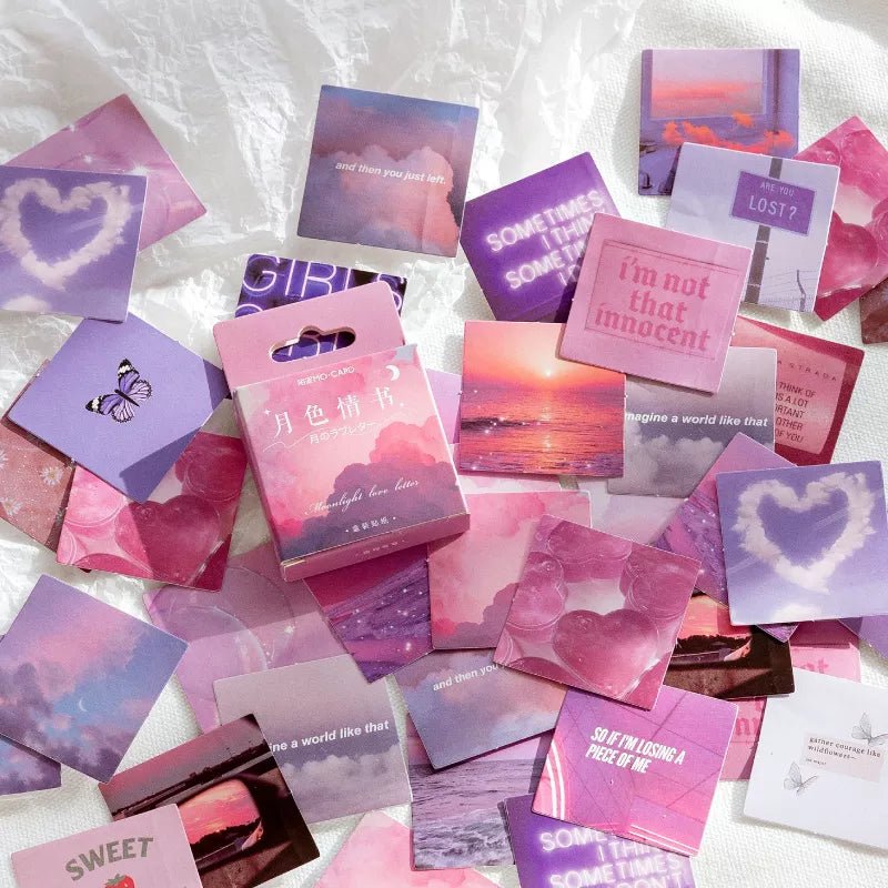 Purple Aesthetic Sticker Set (45pcs) – Scrapbook & Journal Stickers - Polendo Design purple aesthetic sticker set