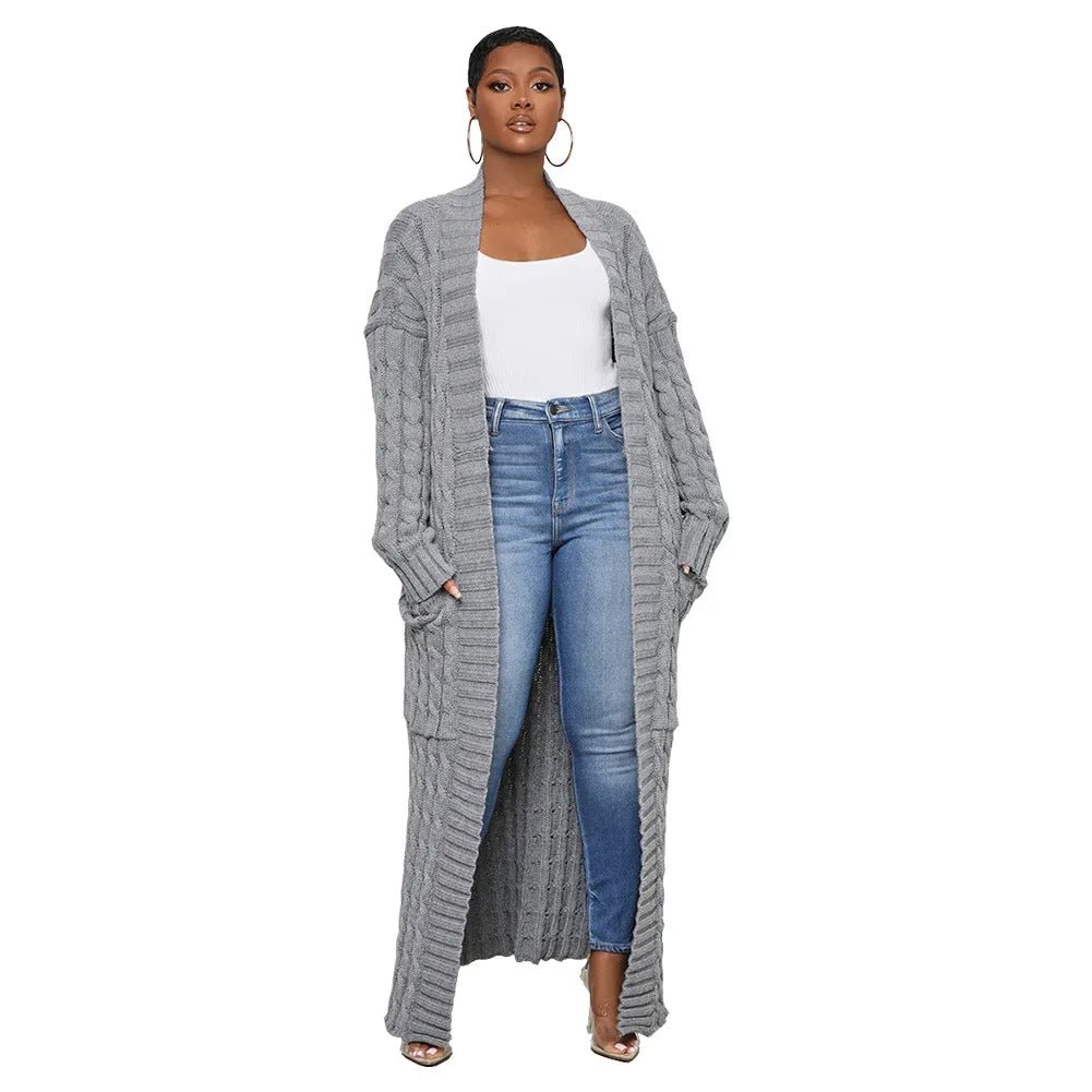 Ribbed Knit Sweater Coat Jacket for Women - Polendo Design