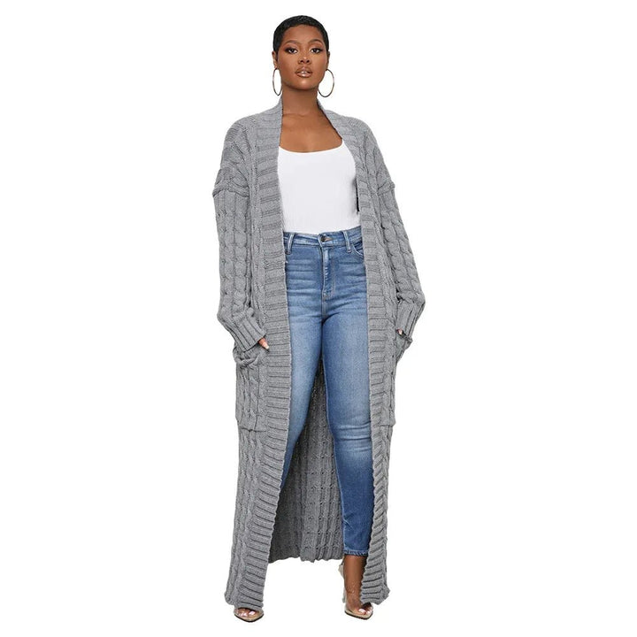 Ribbed Knit Sweater Coat Jacket for Women - Polendo Design