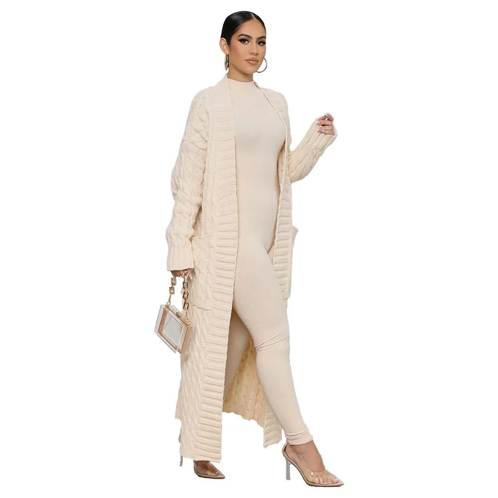 Ribbed Knit Sweater Coat Jacket for Women - Polendo Design