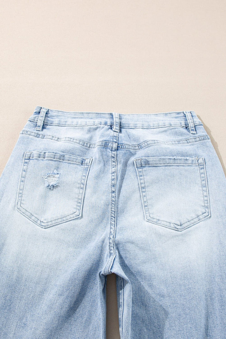Saige Wash Distressed Straight Jeans - Polendo Design