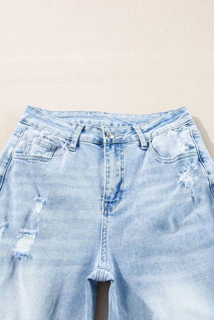 Saige Wash Distressed Straight Jeans - Polendo Design