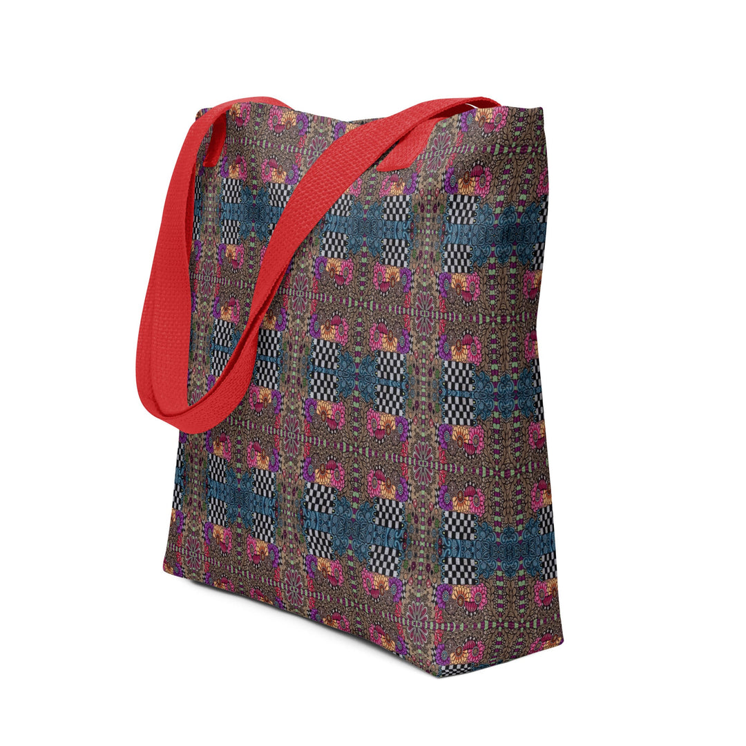 Checker Bloom Tote Bag – Colorful Pattern Carry Bag - Polendo Design tote bag