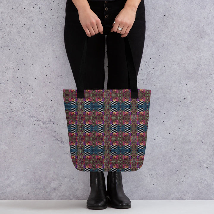 Checker Bloom Tote Bag – Colorful Pattern Carry Bag - Polendo Design tote bag