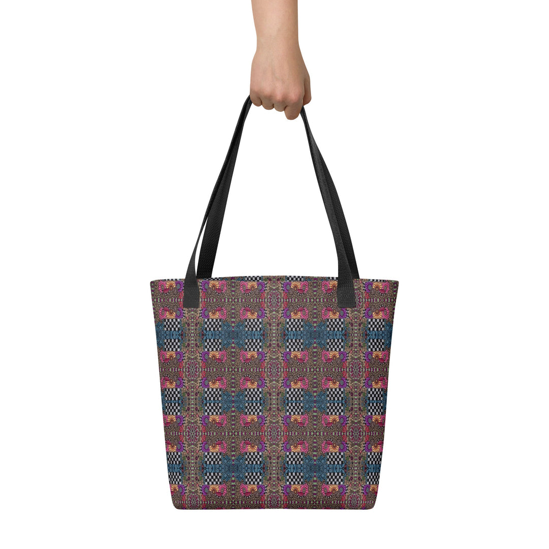 Checker Bloom Tote Bag – Colorful Pattern Carry Bag - Polendo Design tote bag