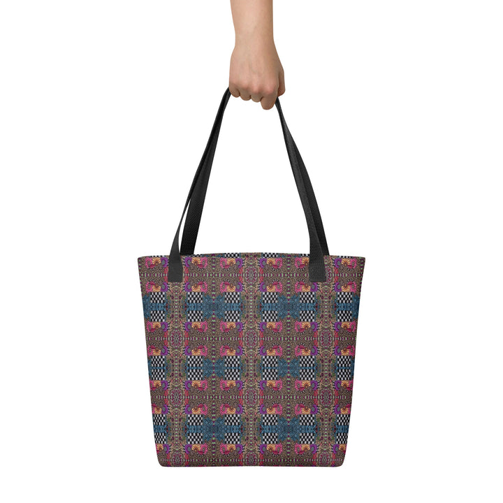Checker Bloom Tote Bag – Colorful Pattern Carry Bag - Polendo Design tote bag