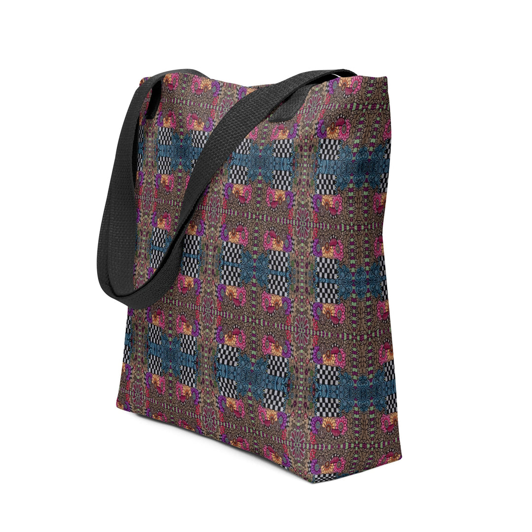 Checker Bloom Tote Bag – Colorful Pattern Carry Bag - Polendo Design tote bag