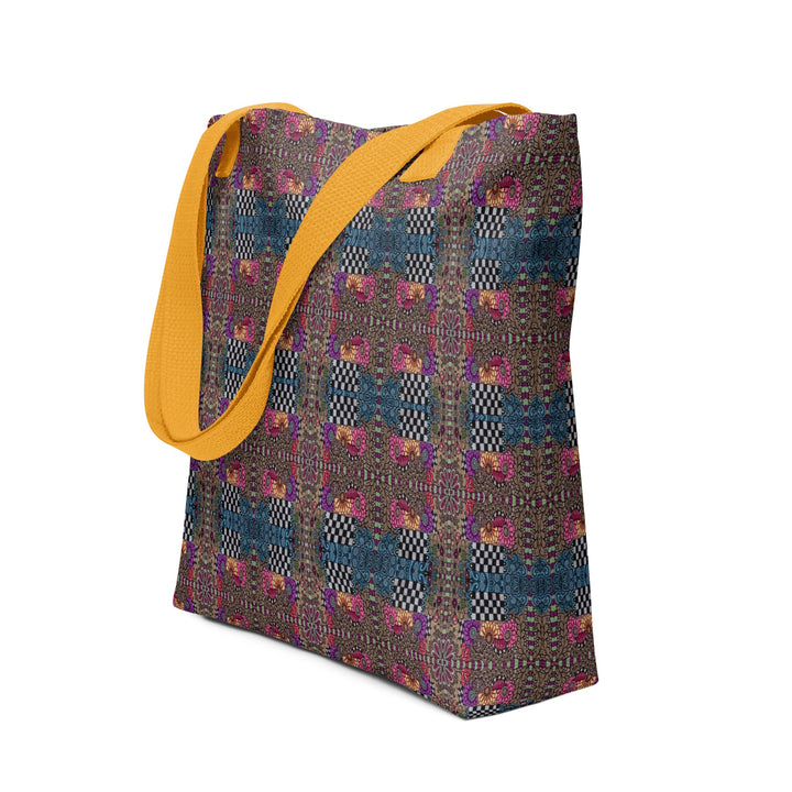 Checker Bloom Tote Bag – Colorful Pattern Carry Bag - Polendo Design tote bag