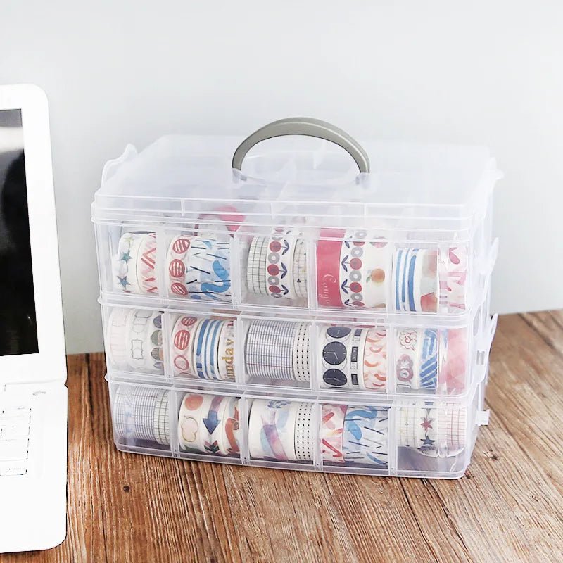 Transparent Storage Box (3-Tier) – Organizer for Washi Tape & Stationery - Polendo Design transparent storage box