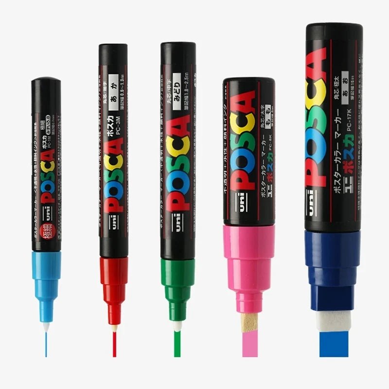 UNI POSCA Acrylic Paint Marker Set – Assorted Sizes & Colors - Polendo Design