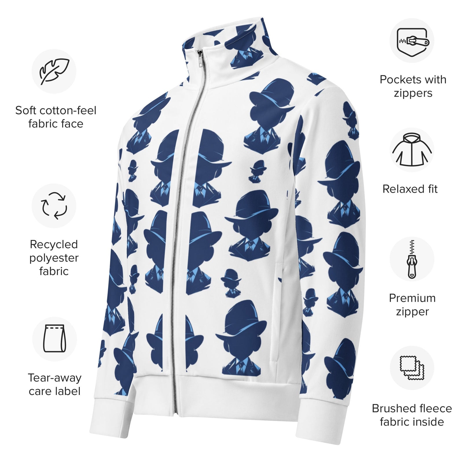 Agent Blue Unisex Track Jacket for Everyday Wear - Polendo Design agent blue unisex track jacket
