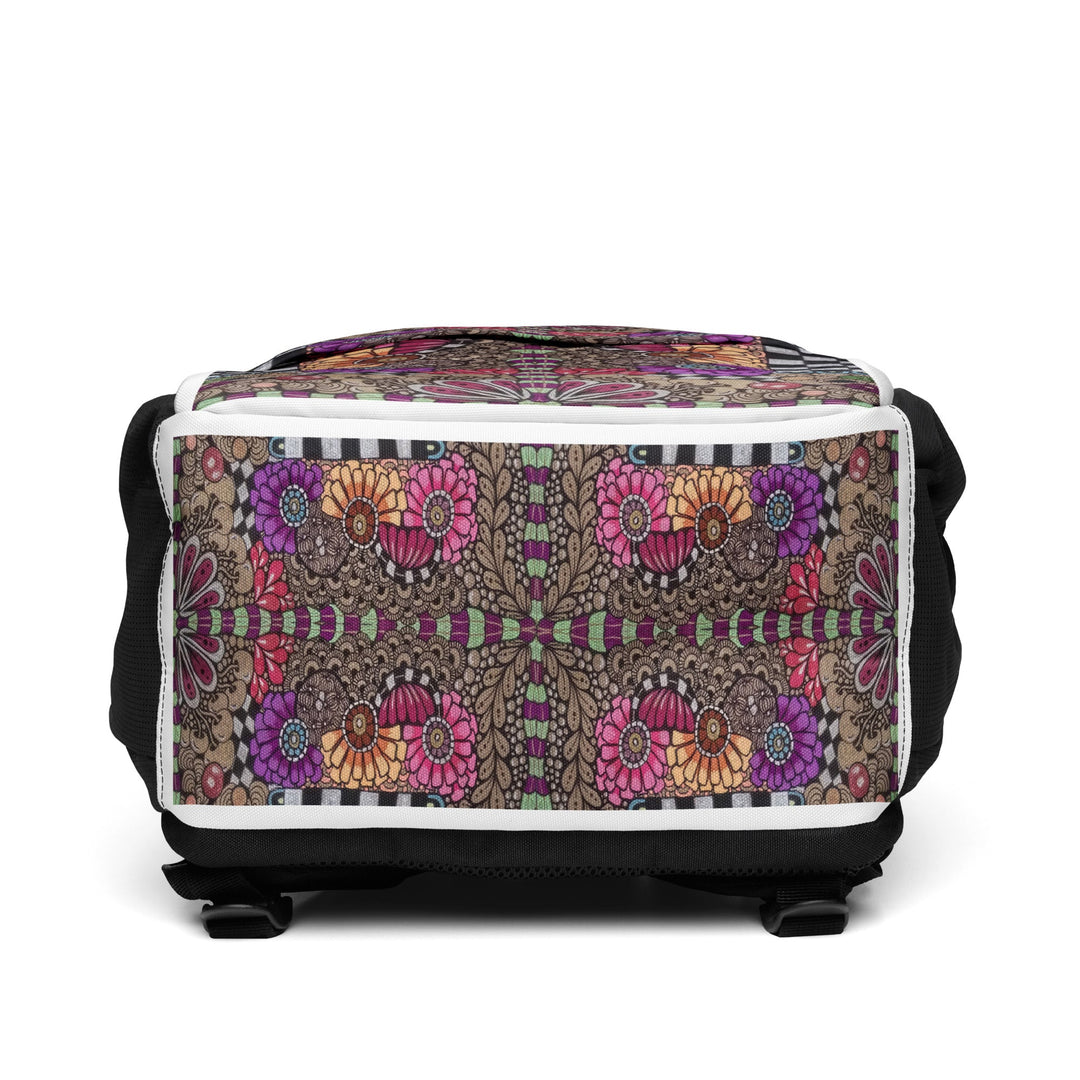 Whimsy Grid Bloom Backpack – Utility Backpack - Polendo Design backpack