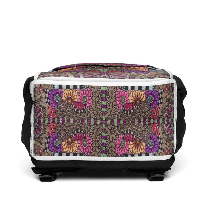 Whimsy Grid Bloom Backpack – Utility Backpack - Polendo Design backpack