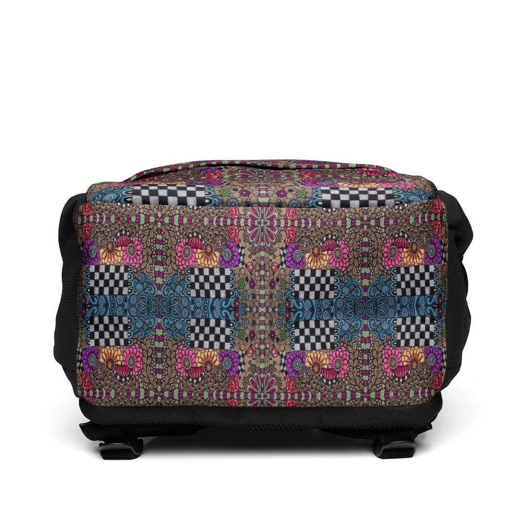 Whimsy Grid Bloom Backpack – Colorful Pattern Bag - Polendo Design backpack