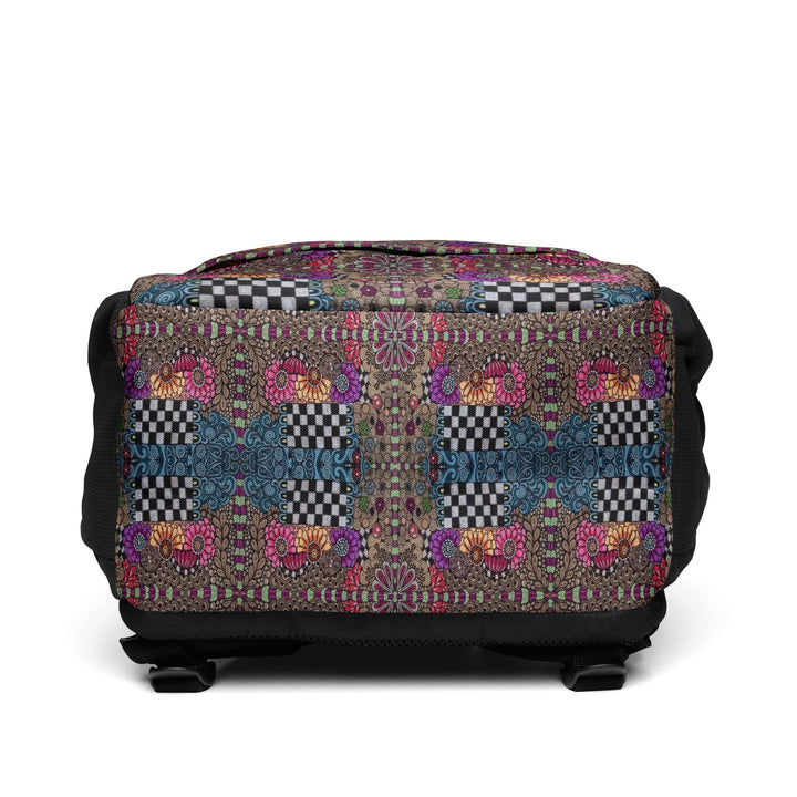 Whimsy Grid Bloom Backpack – Colorful Pattern Bag - Polendo Design backpack